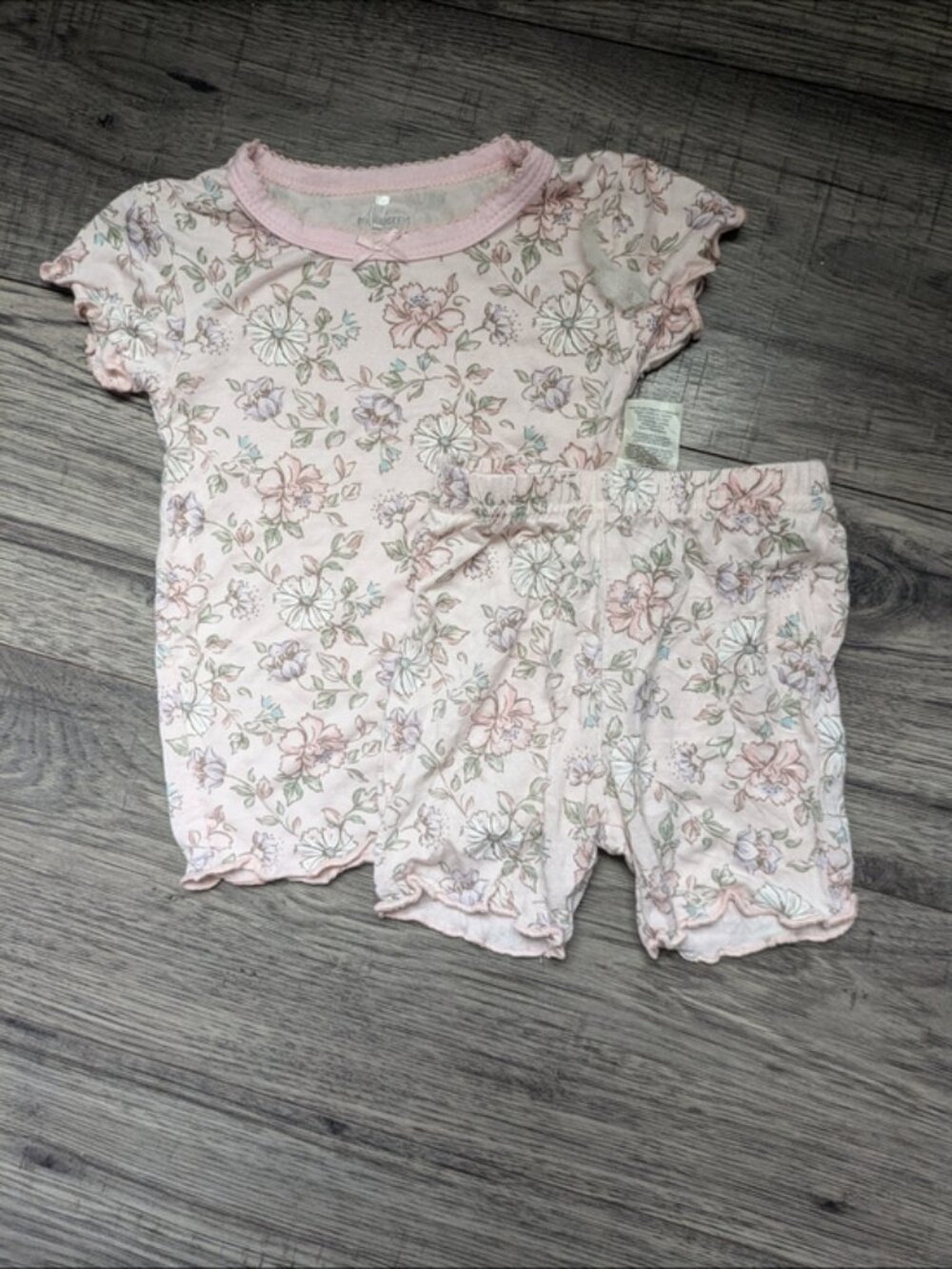 Milkberry Dainty Pink Botanical Bamboo Short Sleepwear Set Size 12 Months